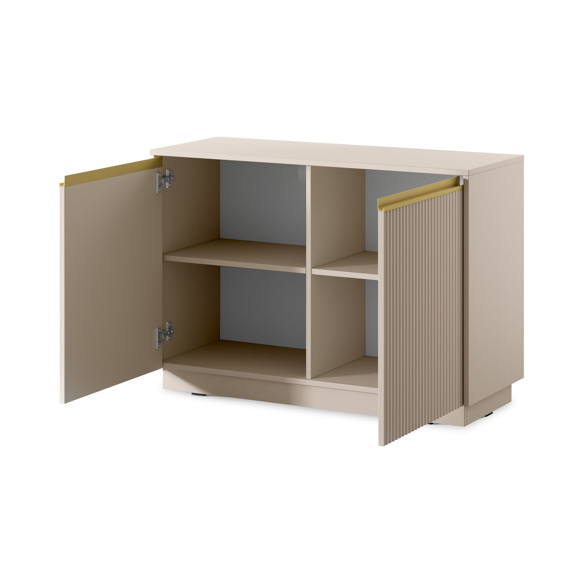 Komoda 104x72 w stylu nowoczesnym - frezowane fronty MDF, złote uchwyty, kompaktowa forma | Westa