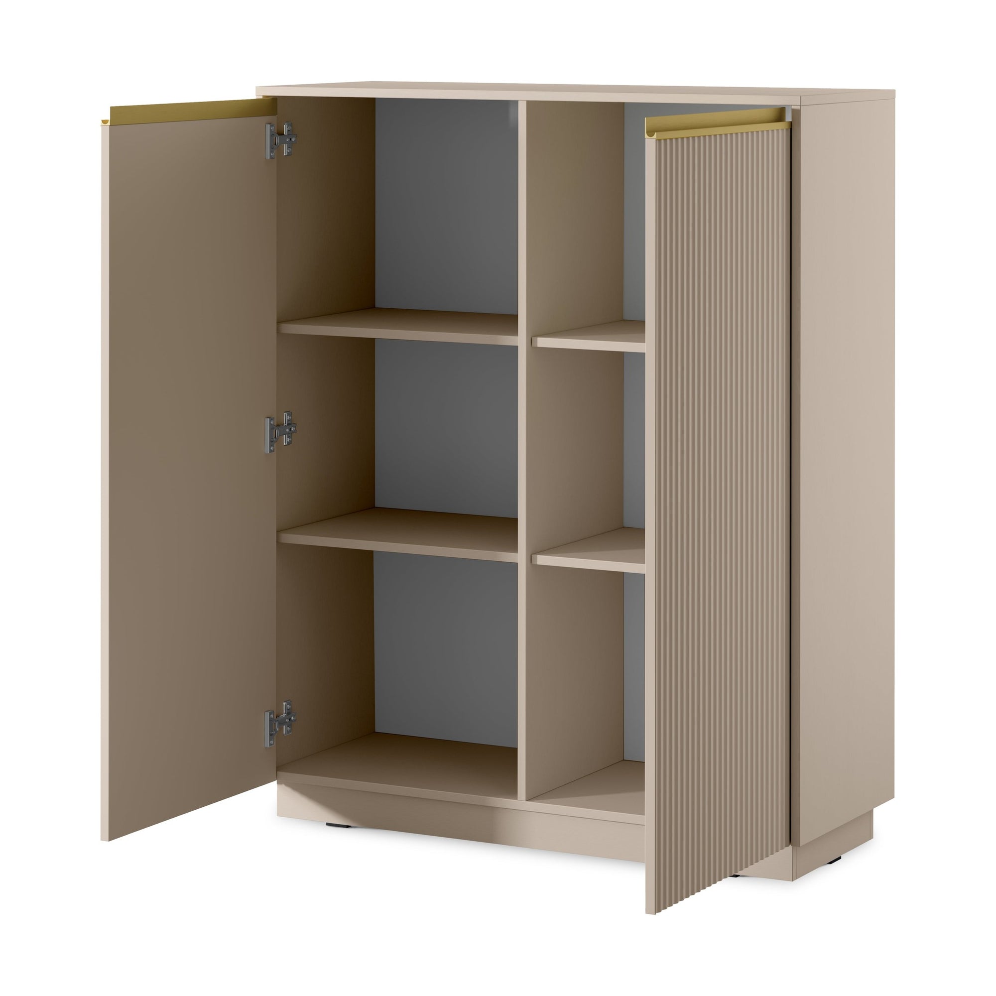 Komoda 104x127 w stylu nowoczesnym - frezowane fronty MDF, złote uchwyty, wysoka zabudowa | Westa