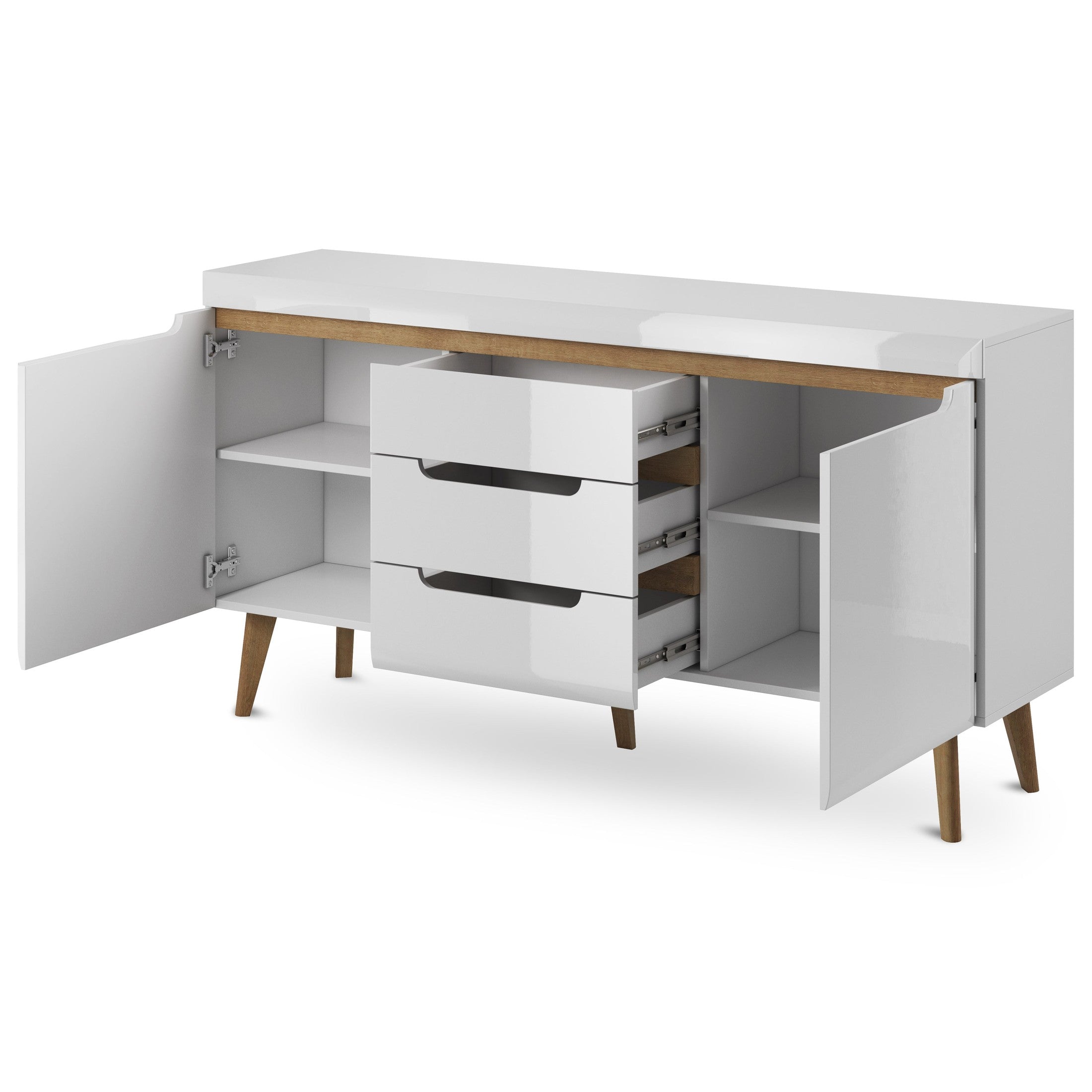 Komoda z szufladami i szafkami 160x83 w stylu skandynawskim | Trava
