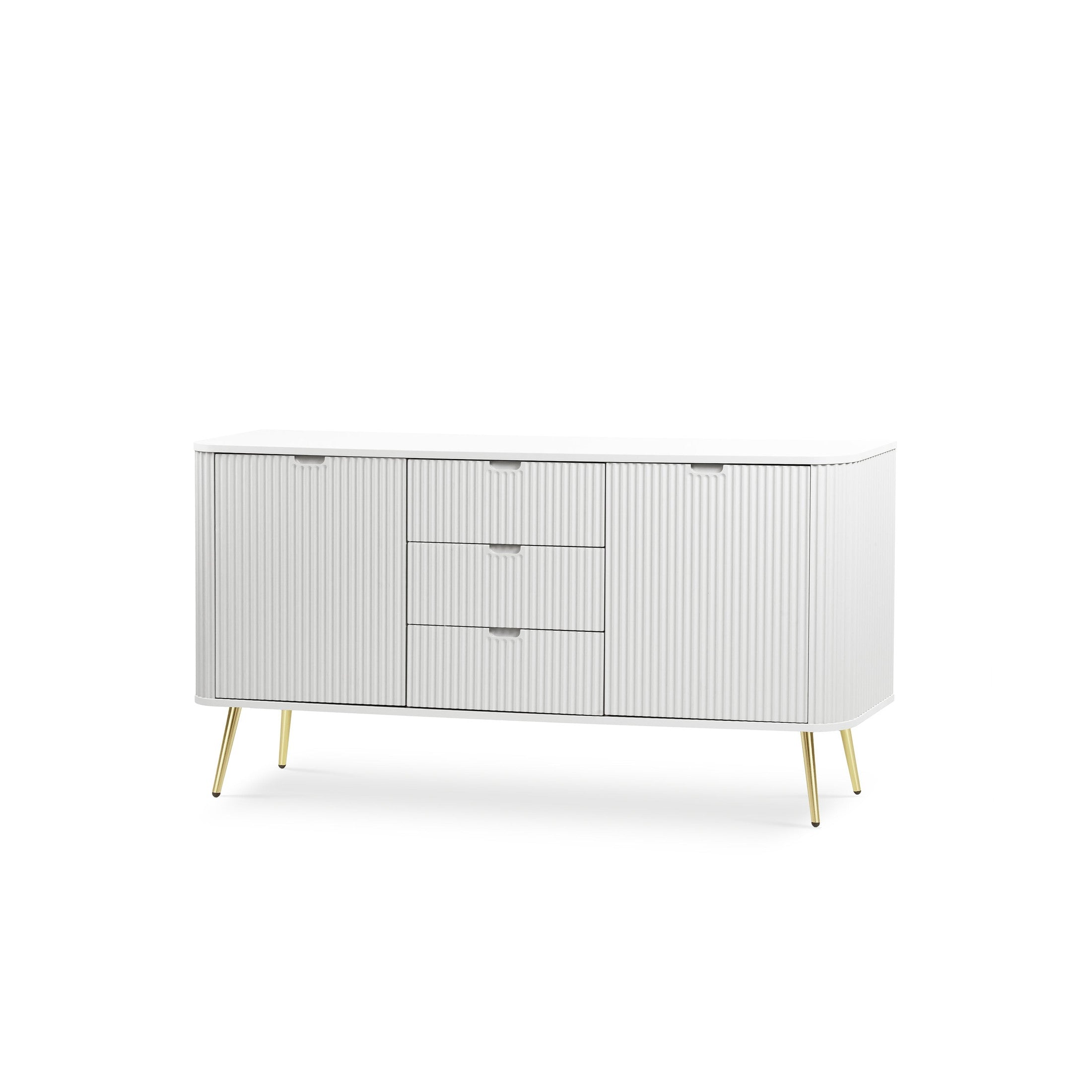 Komoda z drzwiami i szufladami 168x87 w stylu nowoczesnym | Eva Biały Złoty