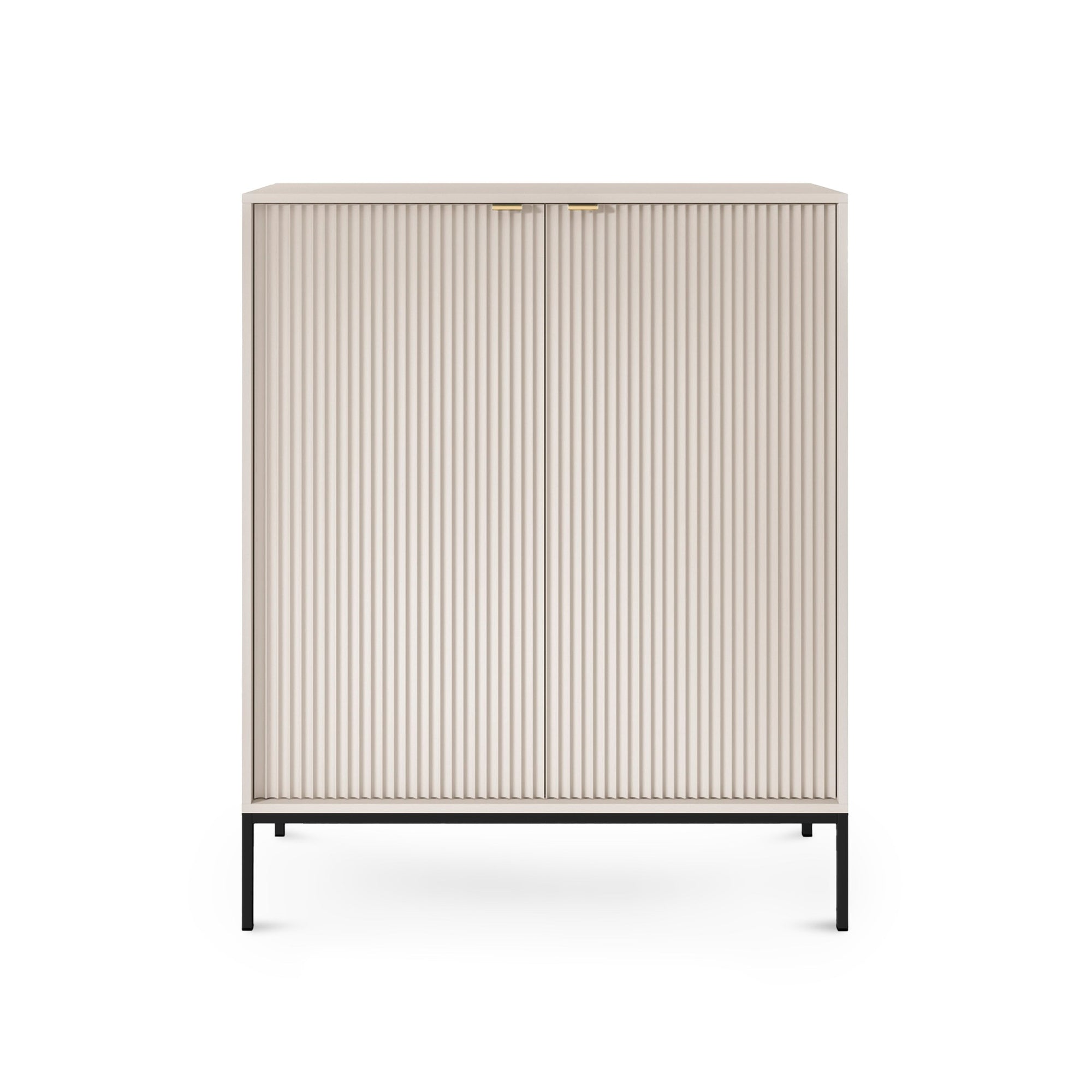 Komoda 104x125 w stylu nowoczesnym - ryflowane fronty MDF, metalowe nogi, cichy domyk | Roza