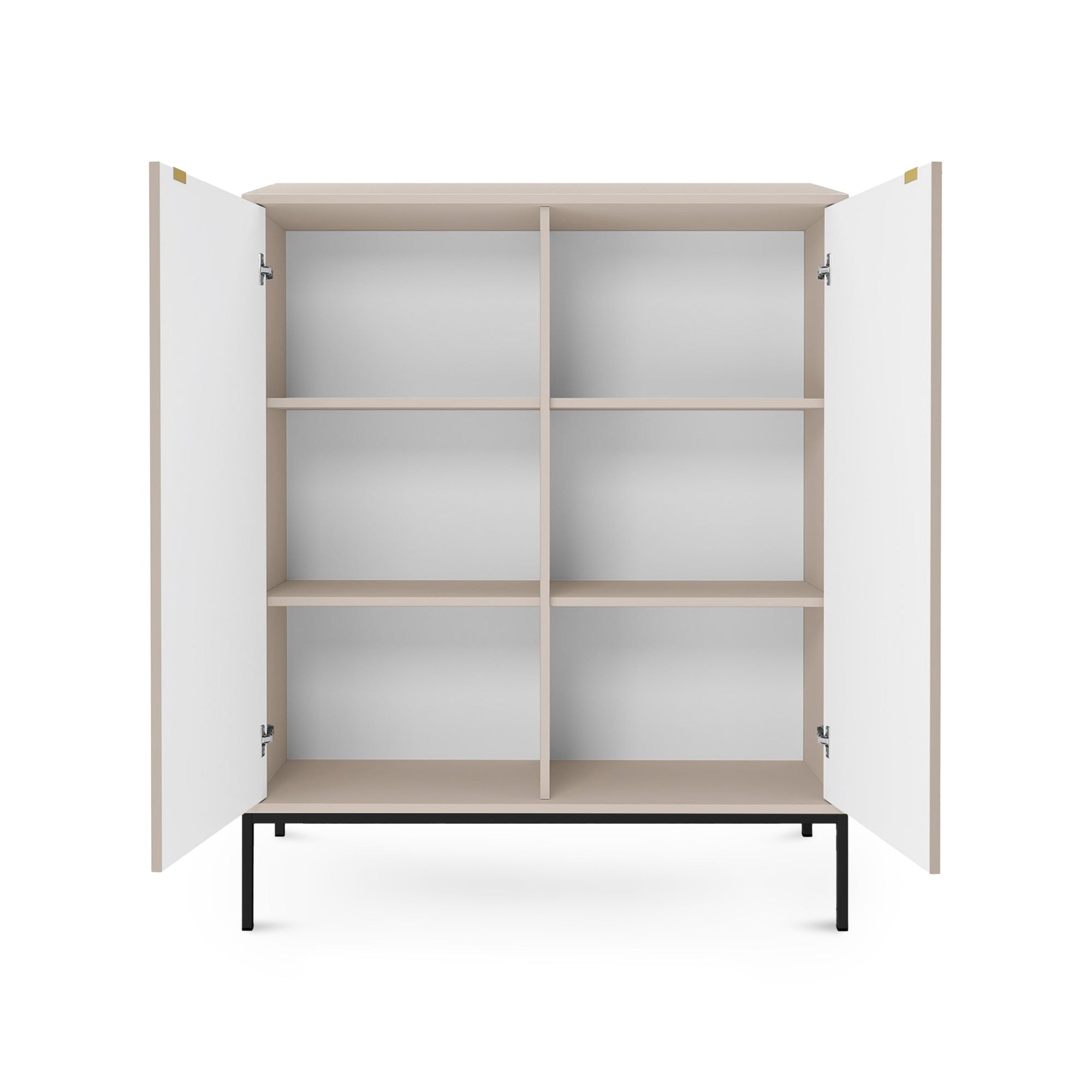 Komoda 104x125 w stylu nowoczesnym - ryflowane fronty MDF, metalowe nogi, cichy domyk | Roza