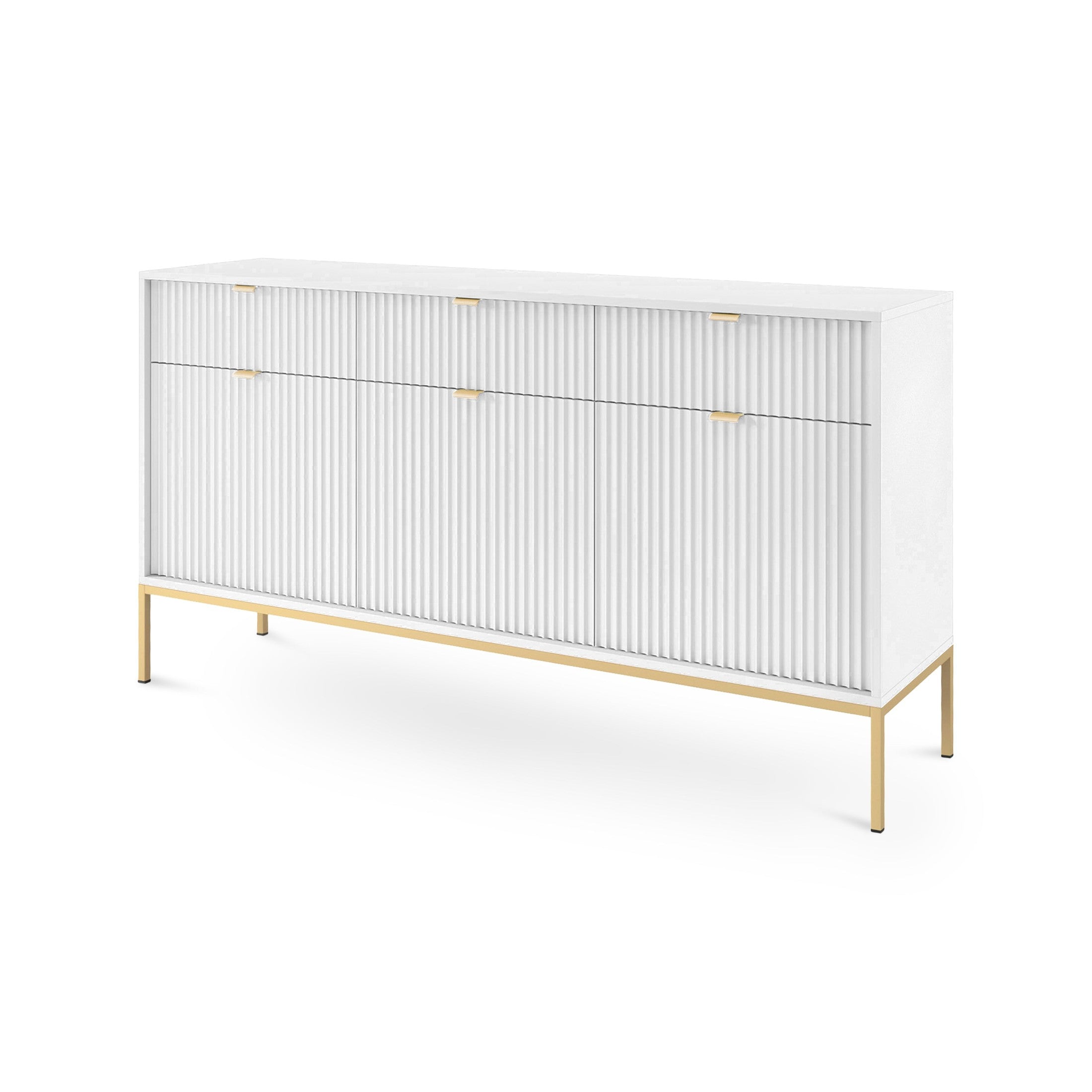 Komoda 154x83 w stylu glamour | Roza Biały Złota