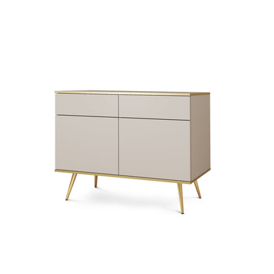 Komoda 107x85 w stylu glamour | Meva Beżowy Złota