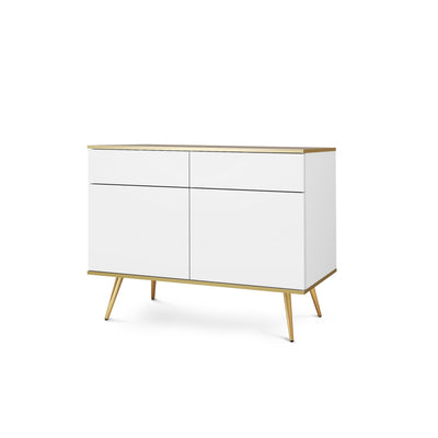 Komoda 107x85 w stylu glamour | Meva Biały Złota