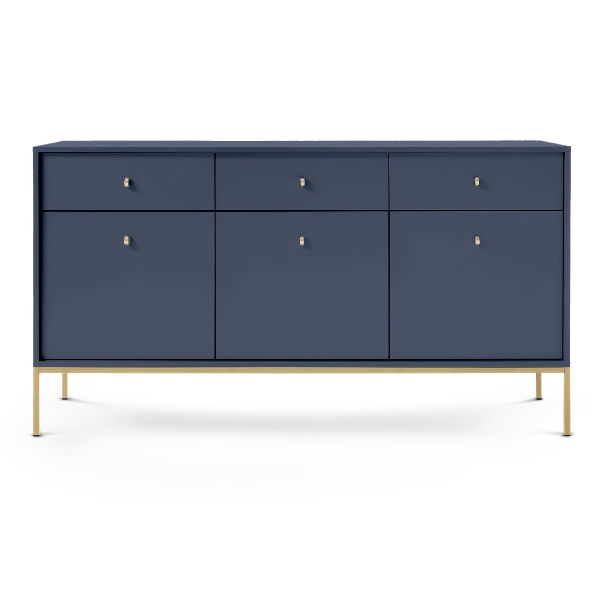 Komoda 154x84 w stylu vintage - szeroka zabudowa z miejscem do przechowywania, złote uchwyty | Kviat
