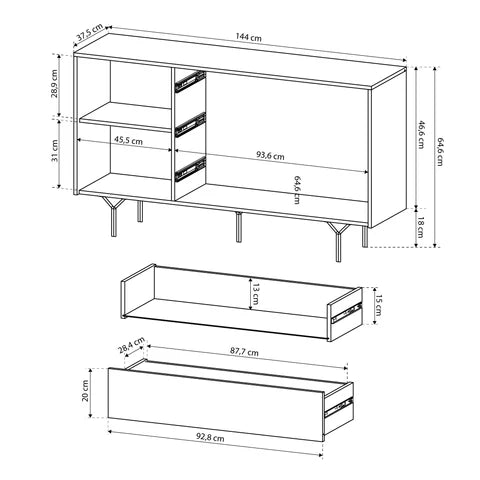 Komoda Rubin z Szufladami 144x83