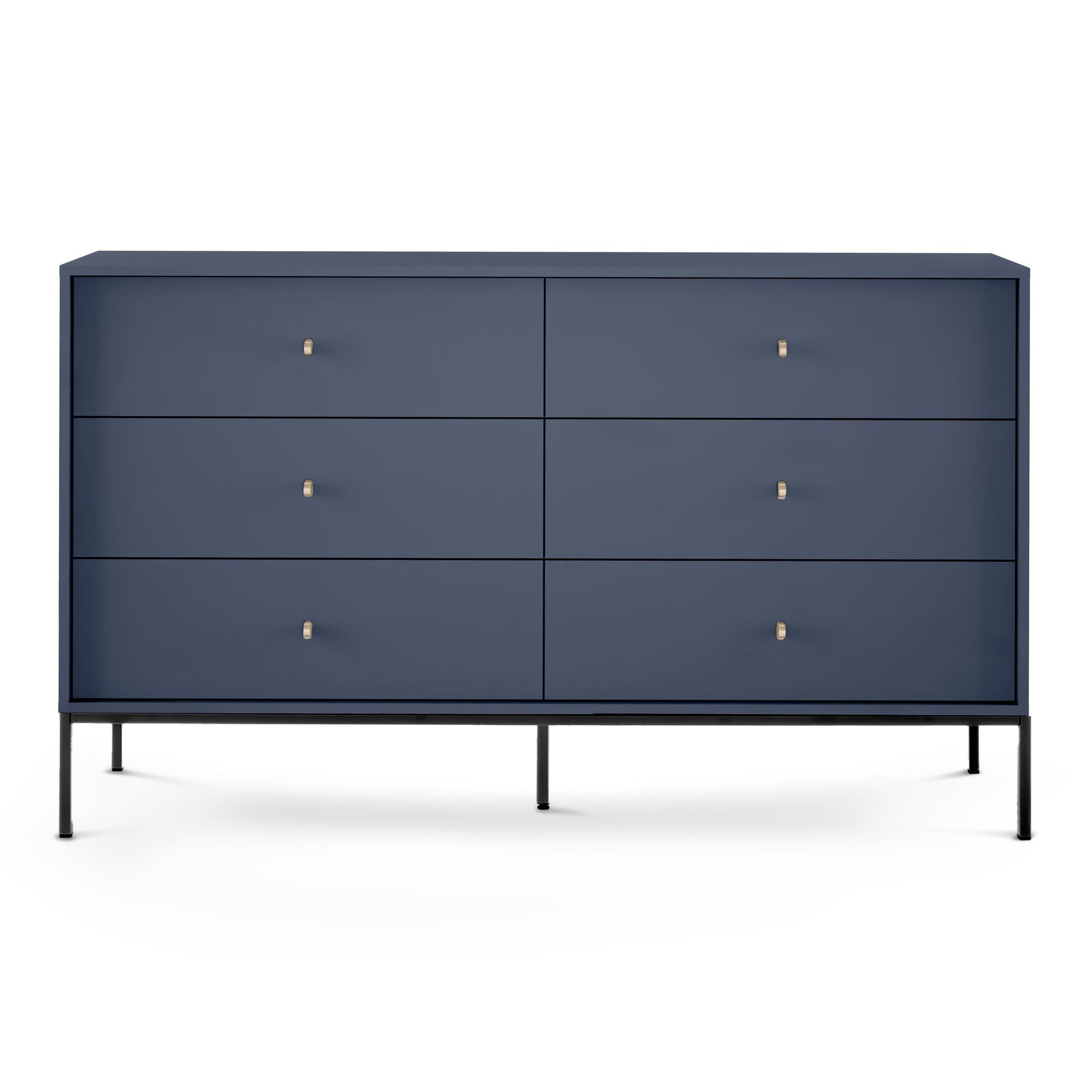 Komoda 154x89 w stylu vintage - pojemna zabudowa z szufladami, złote uchwyty, metalowe nogi | Kviat