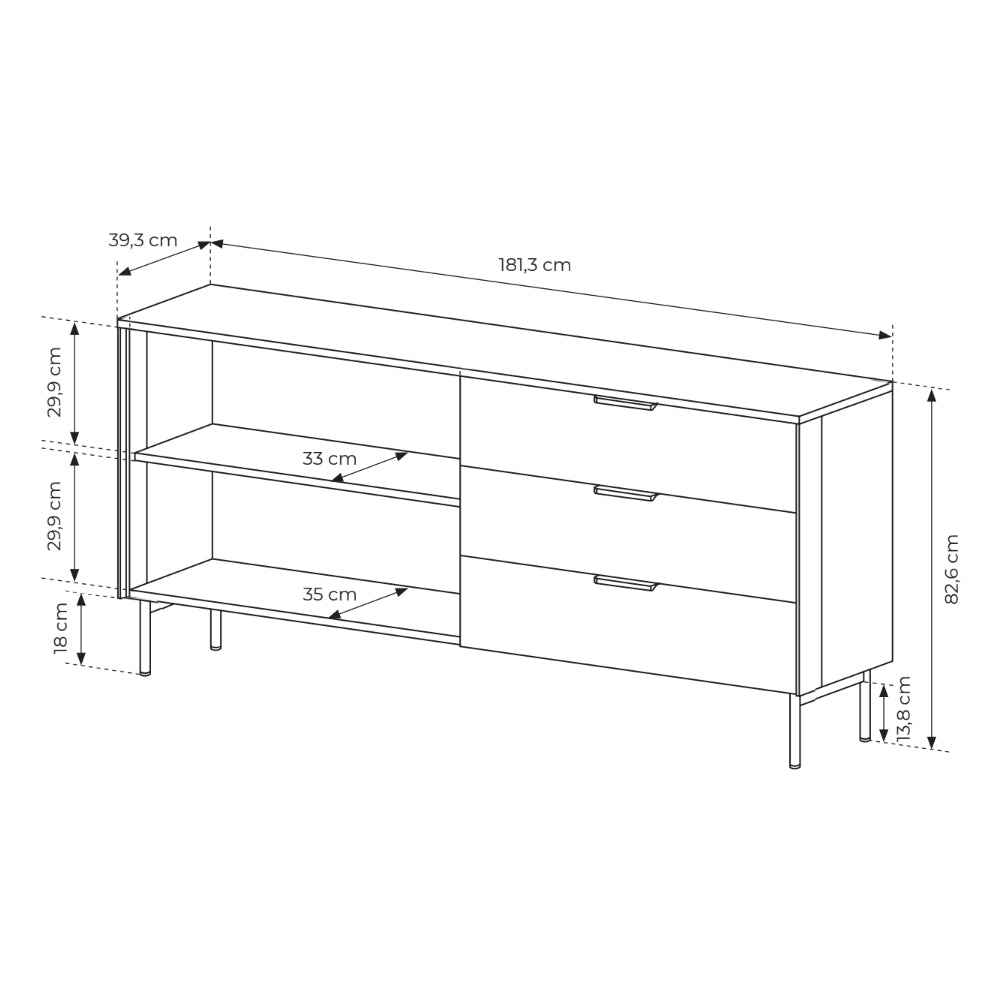 Komoda z drzwiami i szufladami 181x83 w stylu nowoczesnym | Lummer