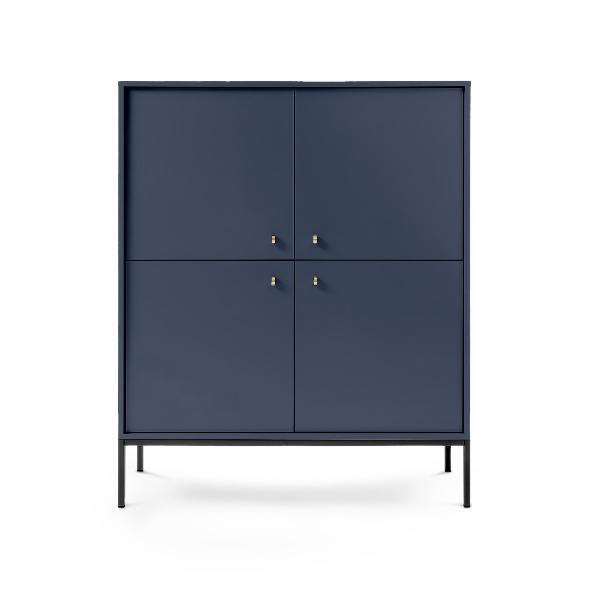 Komoda 104x126 w stylu vintage - cztery drzwi, złote uchwyty, metalowe nogi | Kviat