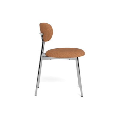 Dotto Chair 47x79, Terracotta (side view) – seat profile and chrome frame, upholstered chair