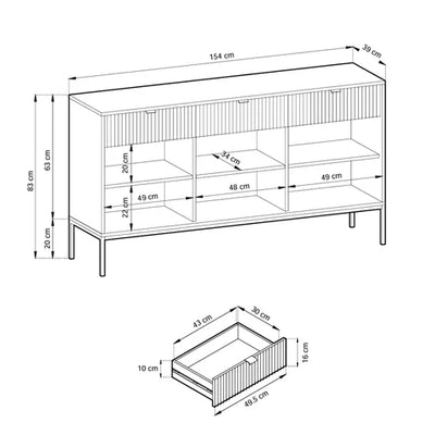 Komoda 154x83 w stylu glamour | Roza