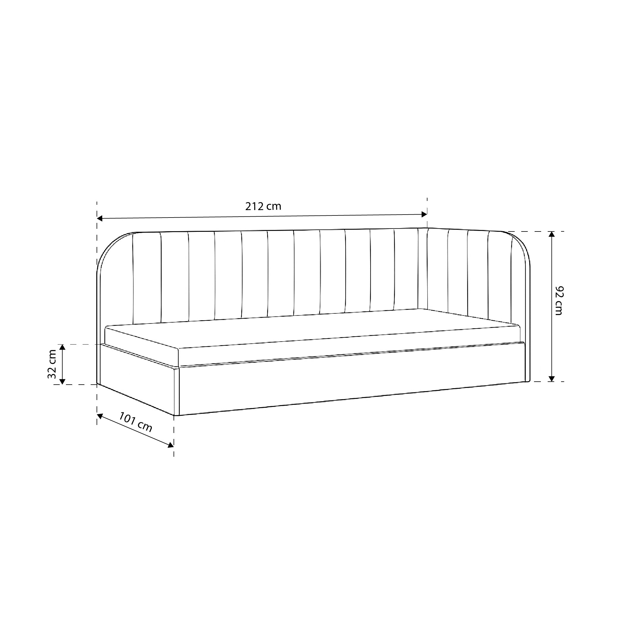 Corner bed with storage 101x212 in Scandinavian style | Mily