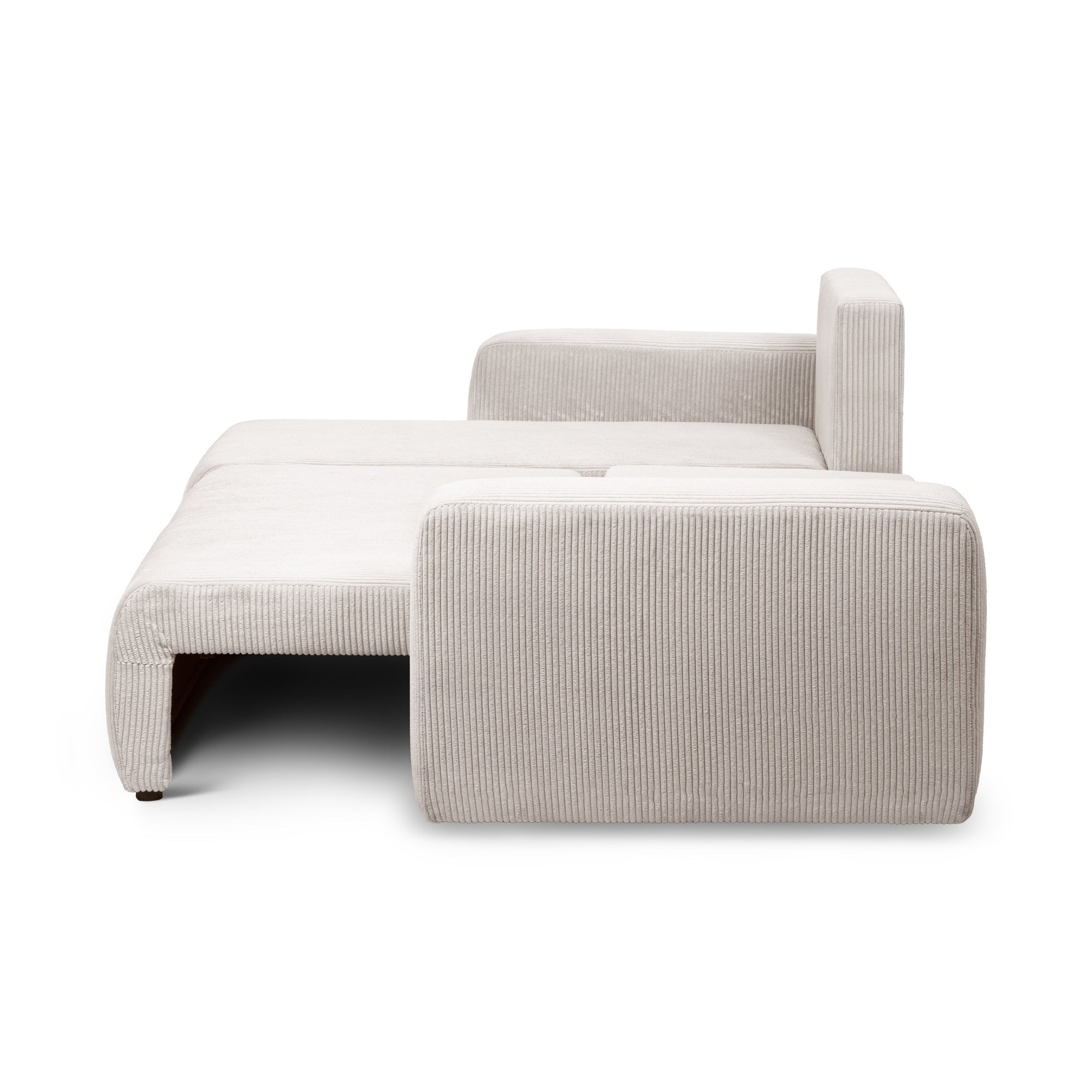 Narożnik uniwersalny z funkcją spania 3-osobowy 200x142–154 w stylu loft – sztruks POSO, pojemnik na pościel, mechanizm DL | Kingi