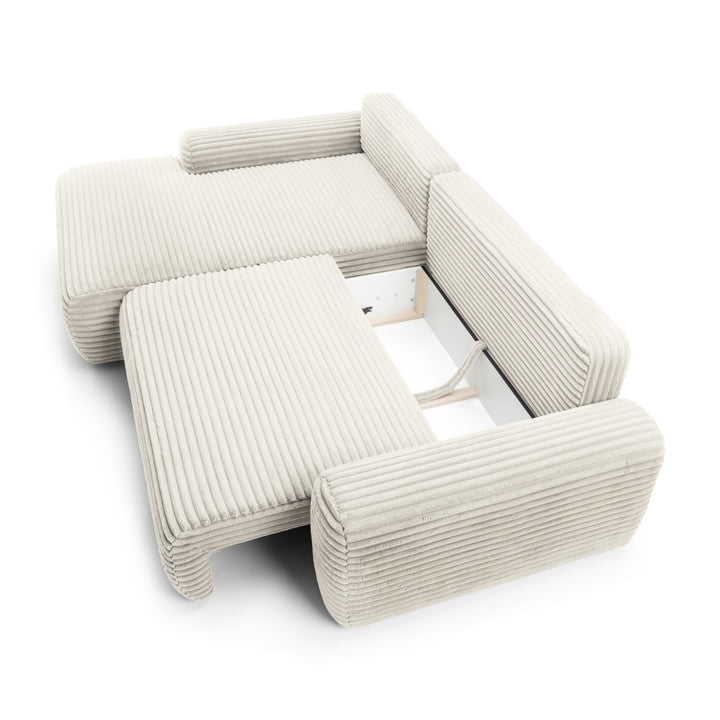 Narożnik z funkcją spania 125x200 z pojemnikiem w stylu nowoczesnym – tkanina Tilia, mechanizm DL | Dori