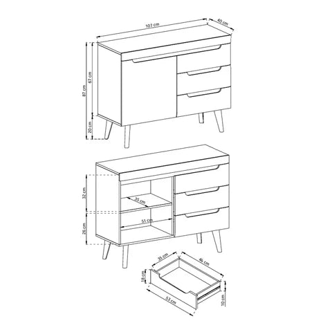 Komoda 107x83 w stylu skandynawskim | Trava