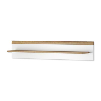 Półka ścienna 107 × 20 cm w stylu skandynawskim – dąb riviera i biel, minimalistyczna forma | Lato
