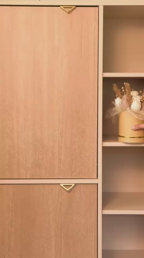 Bookcase 80x160 with shelves and cabinets in Japandi style | Mandala