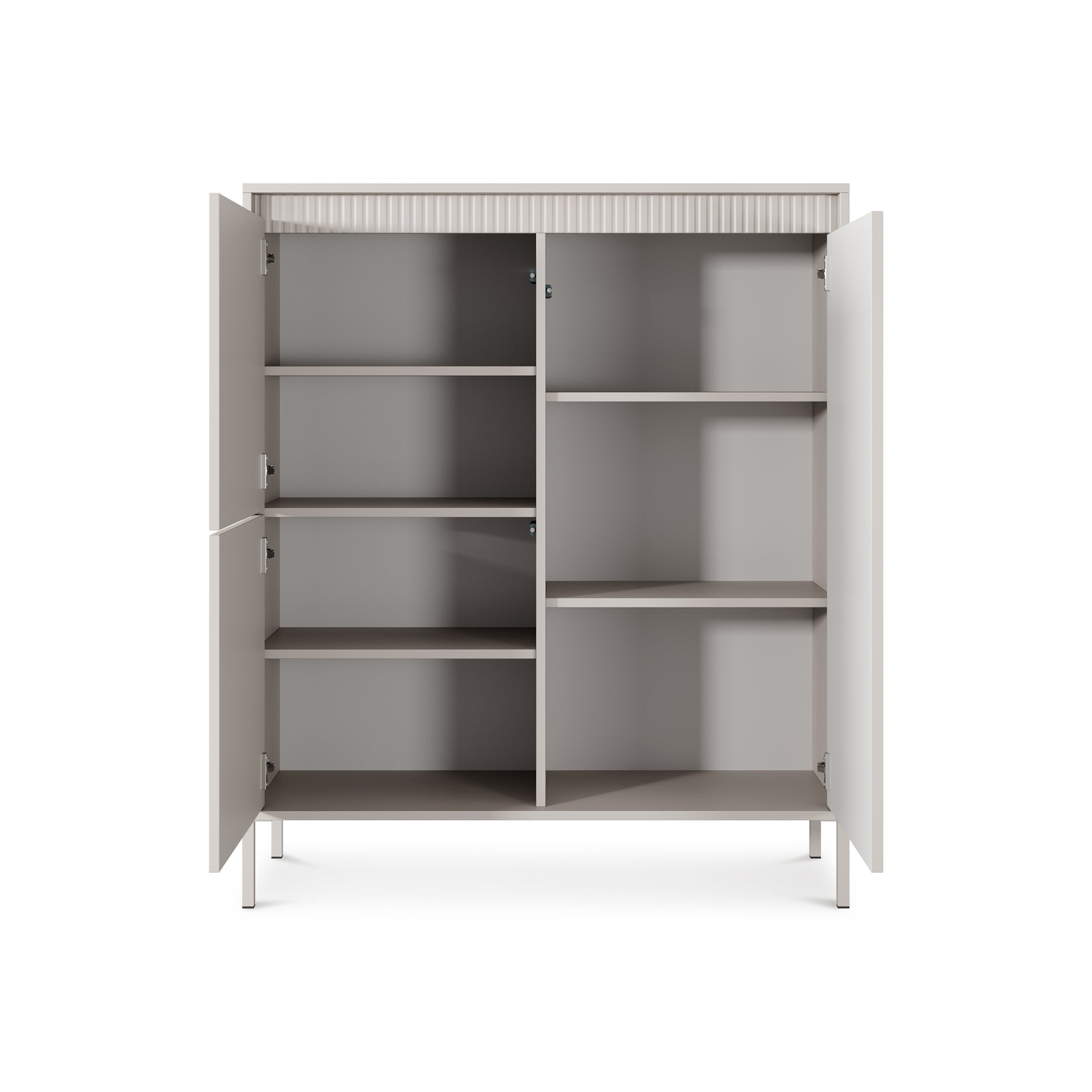 Komoda 3-drzwiowa 104x123 w stylu japandi - beż, push-to-open, wysoka forma | Senra