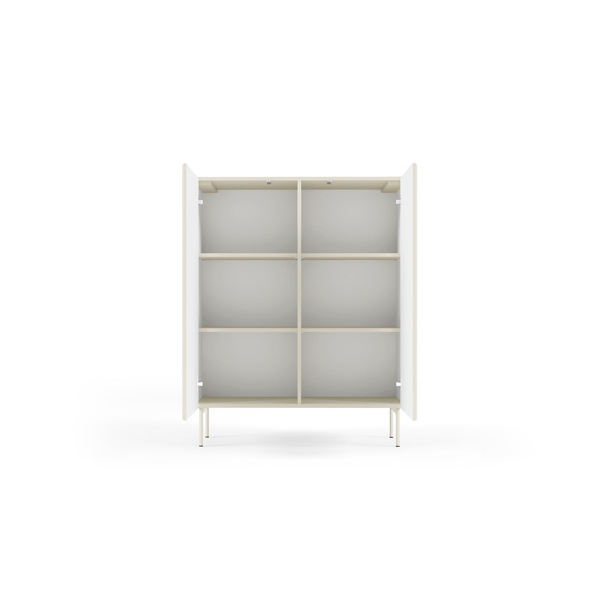 Komoda wysoka z drzwiami 99x123 w stylu nowoczesnym - kaszmir, push-to-open, ryflowane fronty | MuzZI
