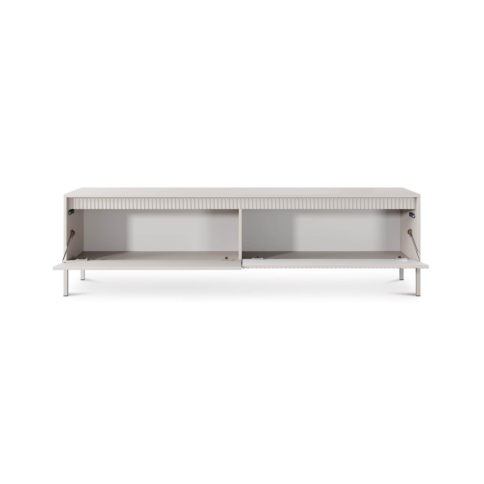 Szafka RTV 2-drzwiowa 187x53 w stylu japandi – ryflowane fronty, push-to-open | Senra