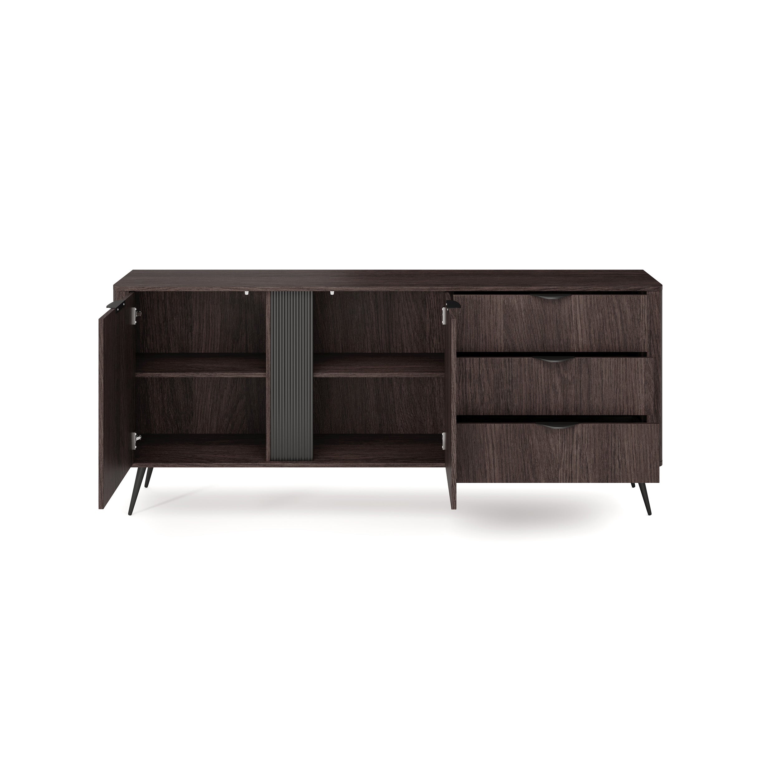 Komoda szeroka 195x81 z szafkami i szufladami w stylu soft loft | Velia