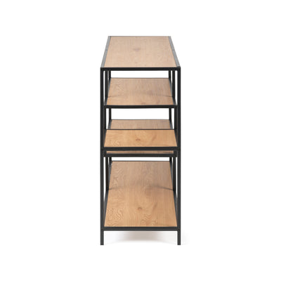 Skeleto bookcase 114x78 Wild Oak, side view – a shallow bookcase for shelves 35 cm deep