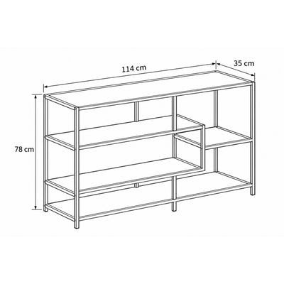 Skeleto bookcase 114x78 – dimensional drawing showing width, height and depth