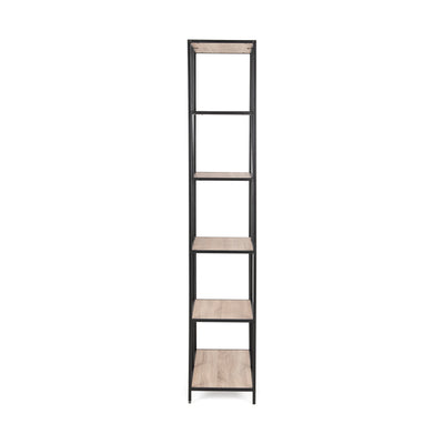 Skeleto bookcase 77x185, Sonoma Oak, side view – a slender bookcase 35 cm deep
