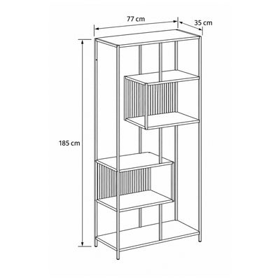 Skeleto bookcase 77x185 – dimensional drawing showing width, height and depth