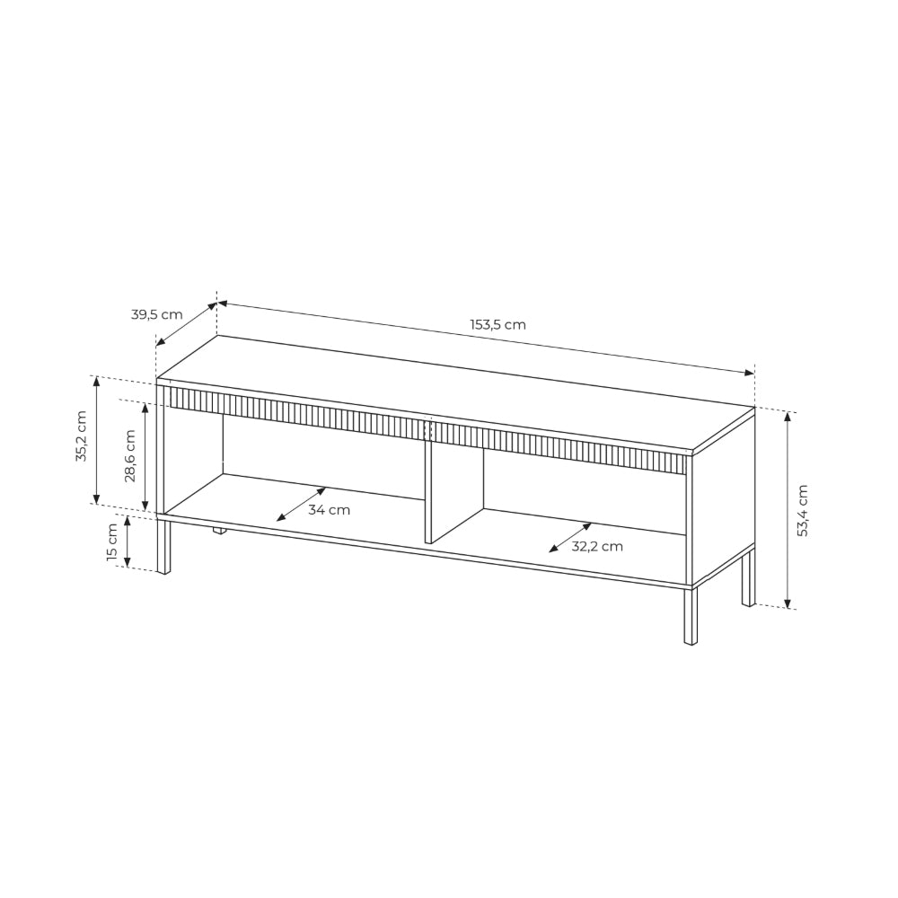 Szafka RTV 154x53 w stylu japandi | Senra