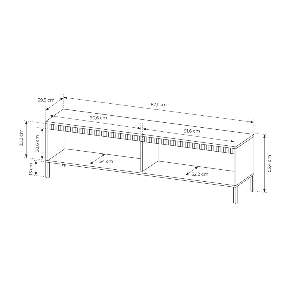 Szafka RTV 2-drzwiowa 187x53 w stylu japandi | Senra