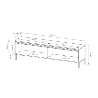 Szafka RTV 2-drzwiowa 187x53 w stylu japandi | Senra