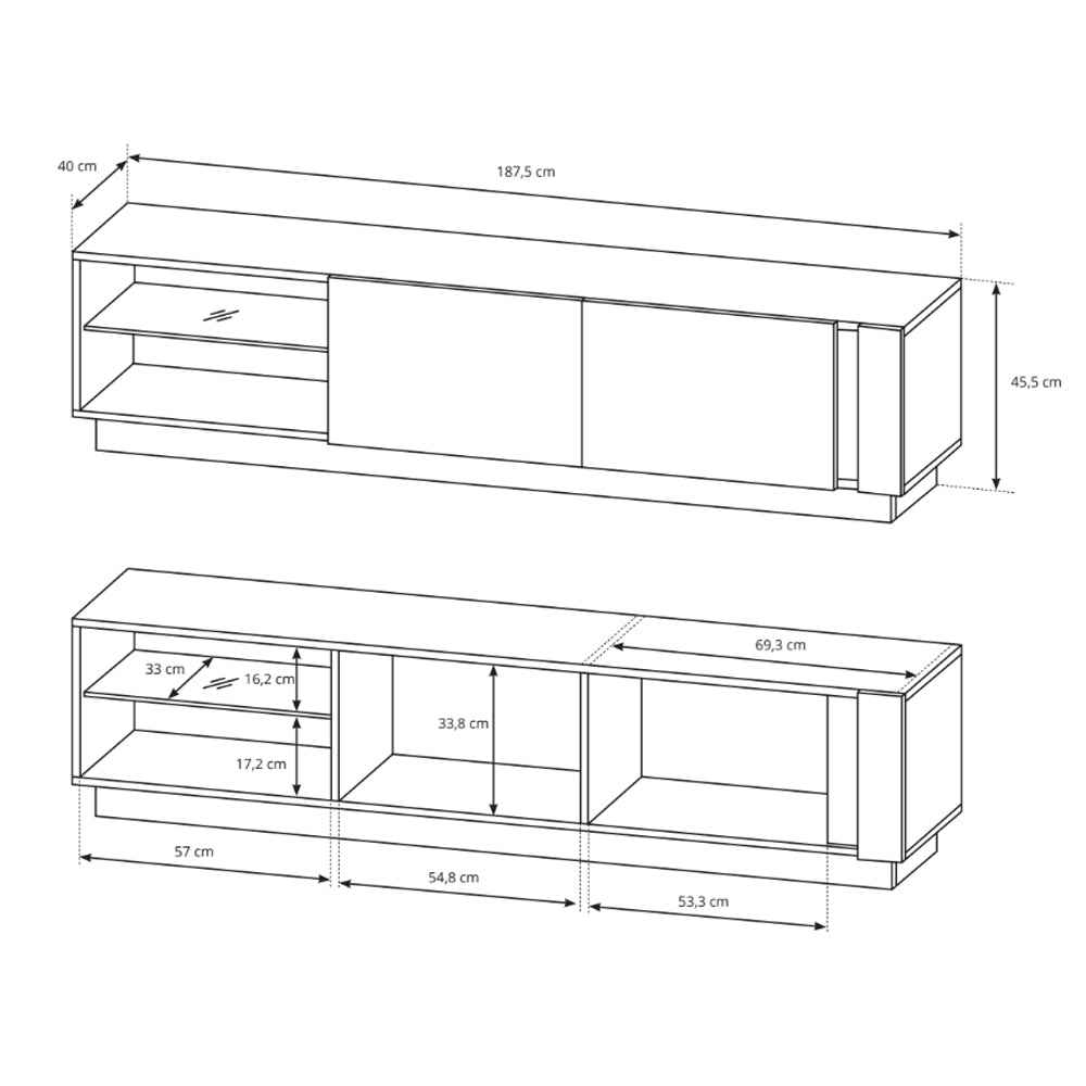 Szafka RTV 188x46 w stylu glamour | Armelia