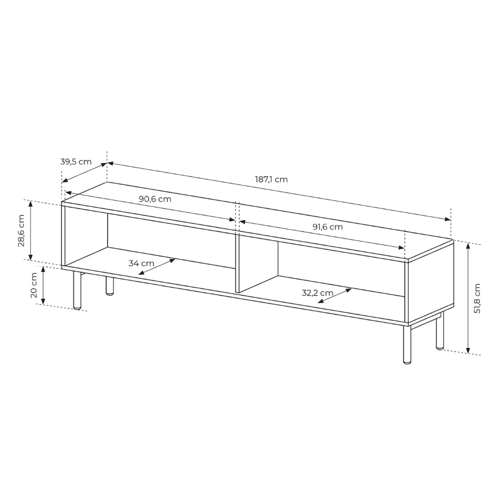 Szafka RTV 187x52 w stylu japandi | Viola
