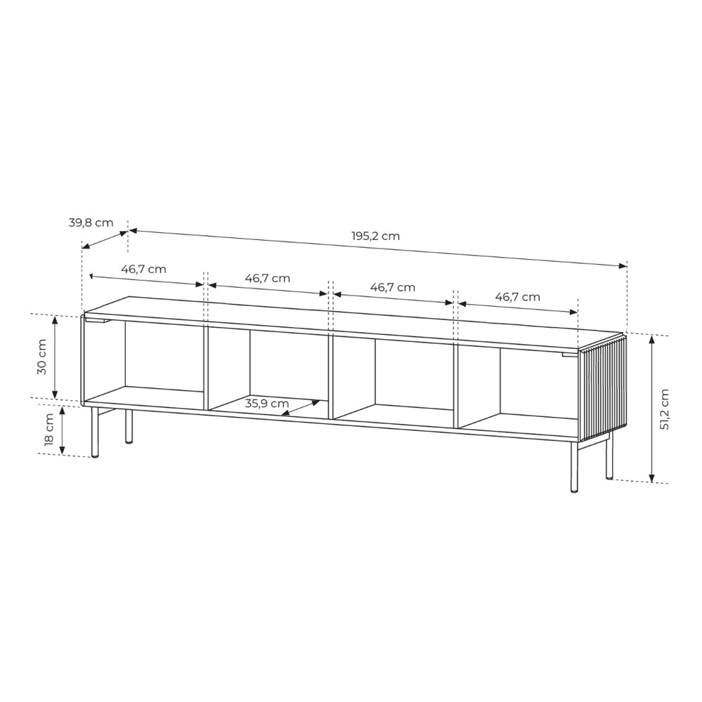 Szafka RTV 195x51 w stylu nowoczesnym | MuzZI