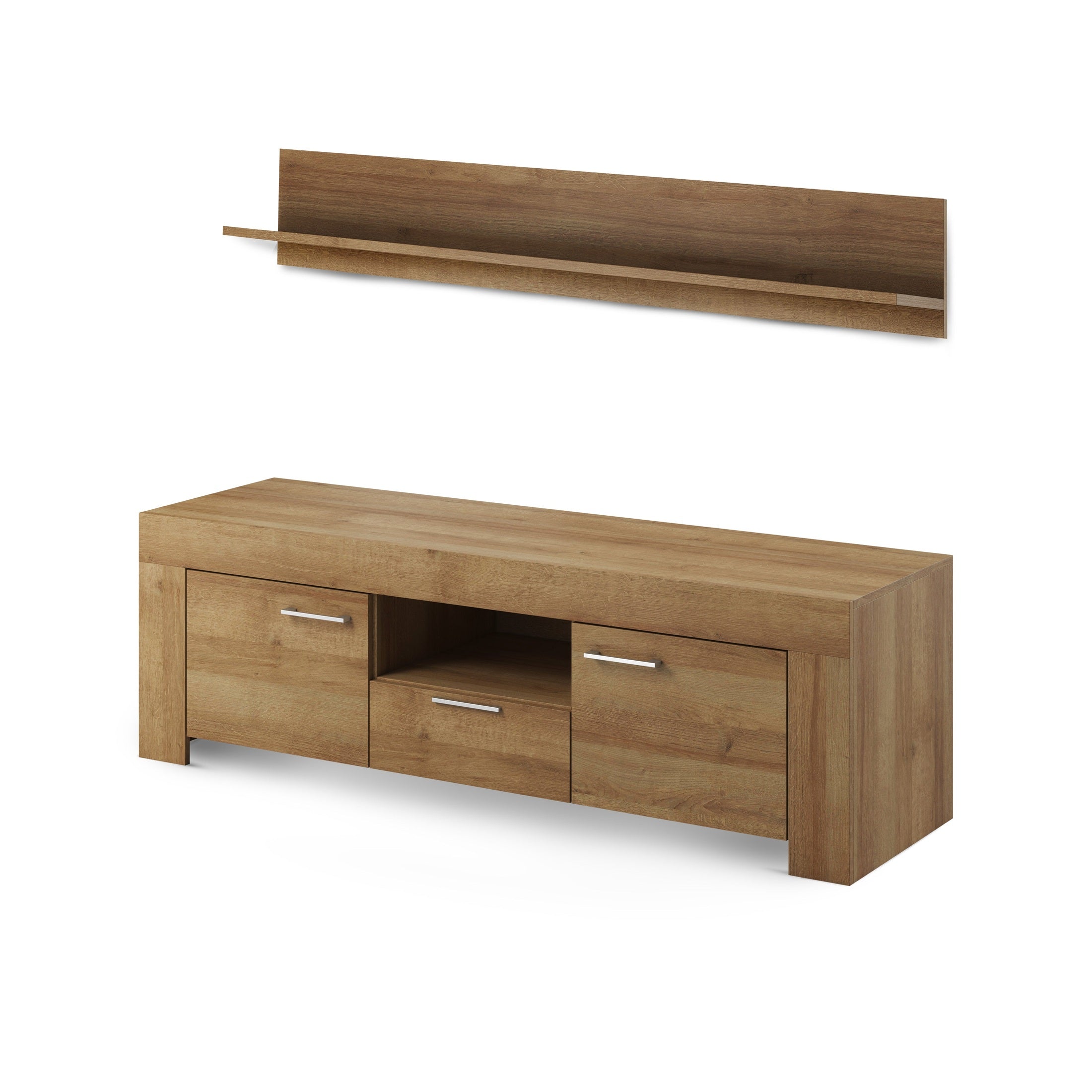 Zestaw RTV z półką 155x50+155x20 w stylu nowoczesnym | Gorky