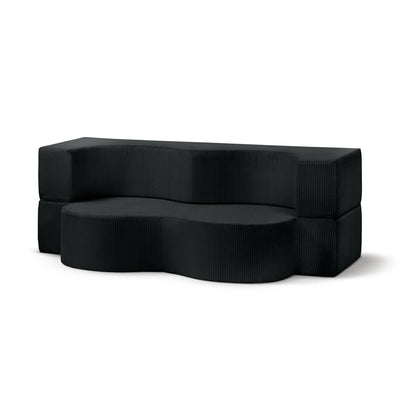 Sofa piankowa wolnostojąca 200 cm z funkcją spania w stylu japandi | Kamelia Węgiel (POSO 135)