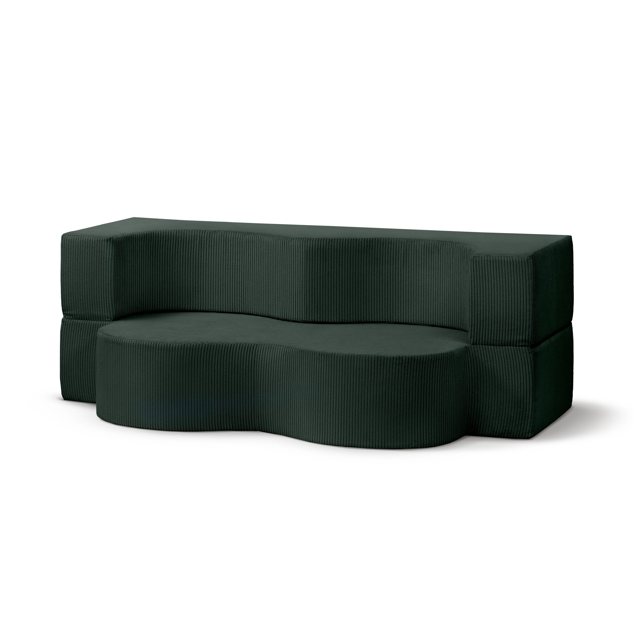 Sofa piankowa wolnostojąca 200 cm z funkcją spania w stylu japandi | Kamelia Leśna Zieleń (POSO 14)