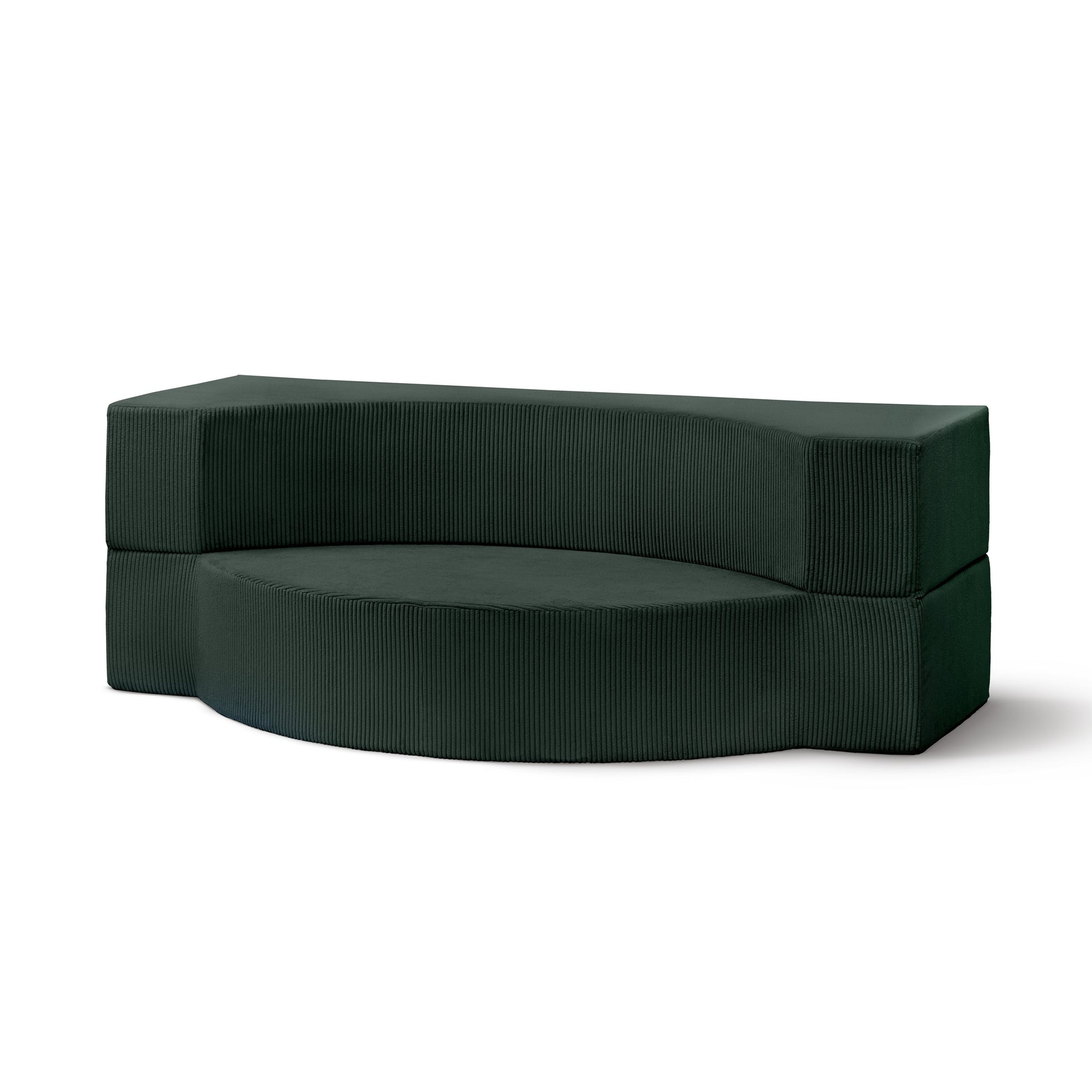 Sofa piankowa modułowa 200 cm z funkcją spania w stylu japandi – sztruks POSO, półokrągła forma | Lunaria Leśna Zieleń (POSO 14)