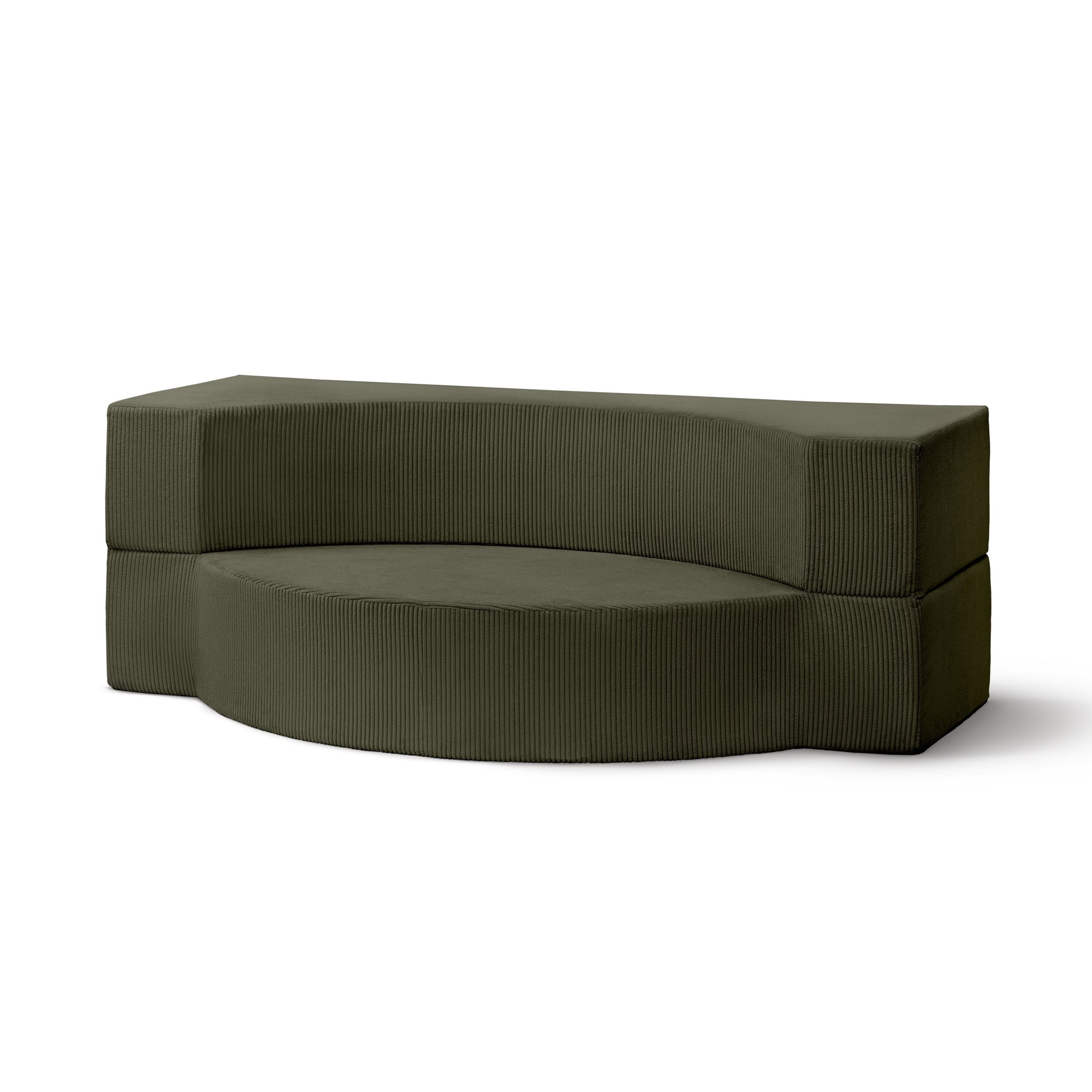 Sofa piankowa modułowa 200 cm z funkcją spania w stylu japandi – sztruks POSO, półokrągła forma | Lunaria Zielony Dąb (POSO 46)