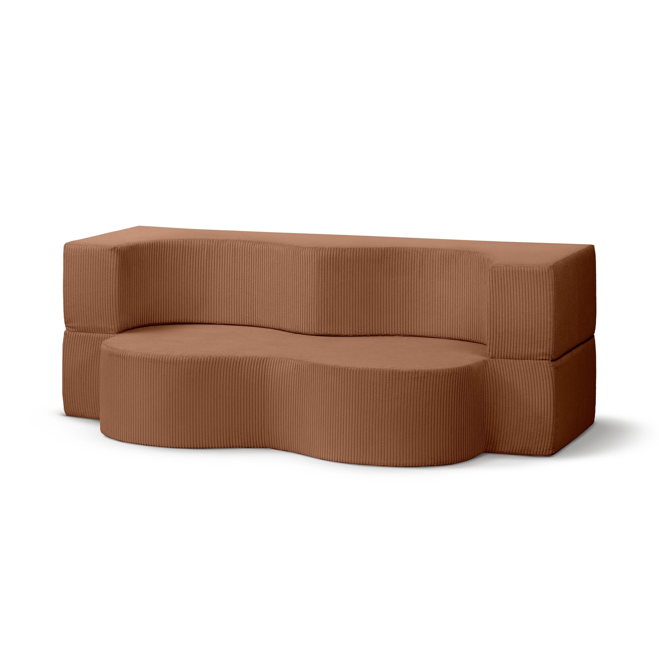 Sofa piankowa wolnostojąca 200 cm z funkcją spania w stylu japandi | Kamelia Cynamon (POSO 41)