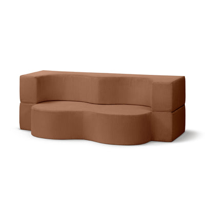 Sofa piankowa wolnostojąca 200 cm z funkcją spania w stylu japandi | Kamelia Cynamon (POSO 41)