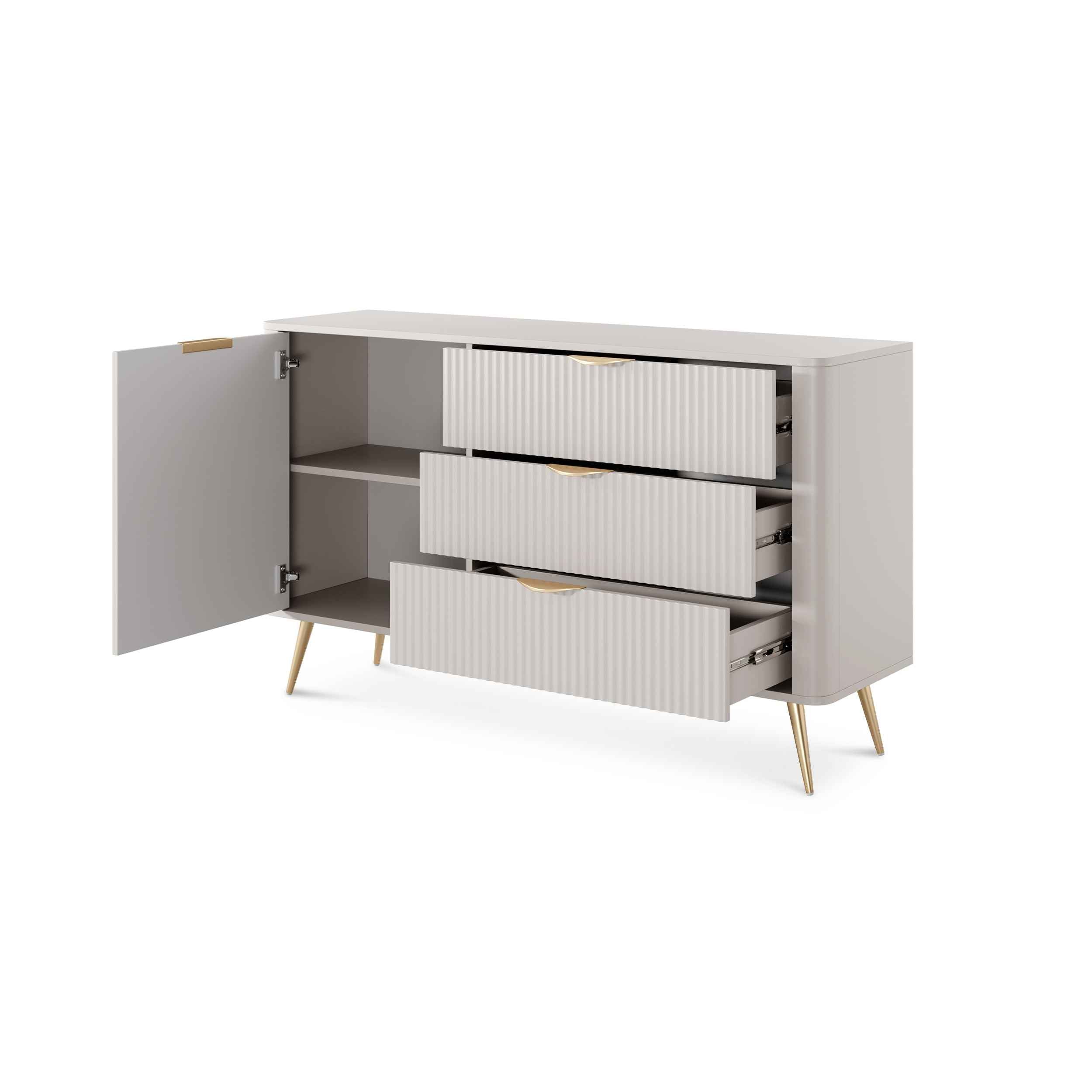 Komoda 138x81 z szufladami i drzwiami w stylu eleganckim | Laanti