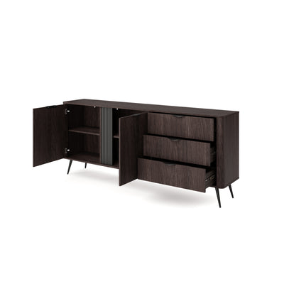 Komoda szeroka 195x81 z szafkami i szufladami w stylu soft loft | Velia