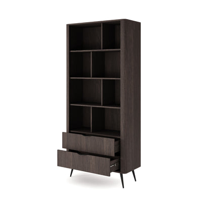 Regał 88x194 z otwartymi półkami i szufladami w stylu soft loft | Velia