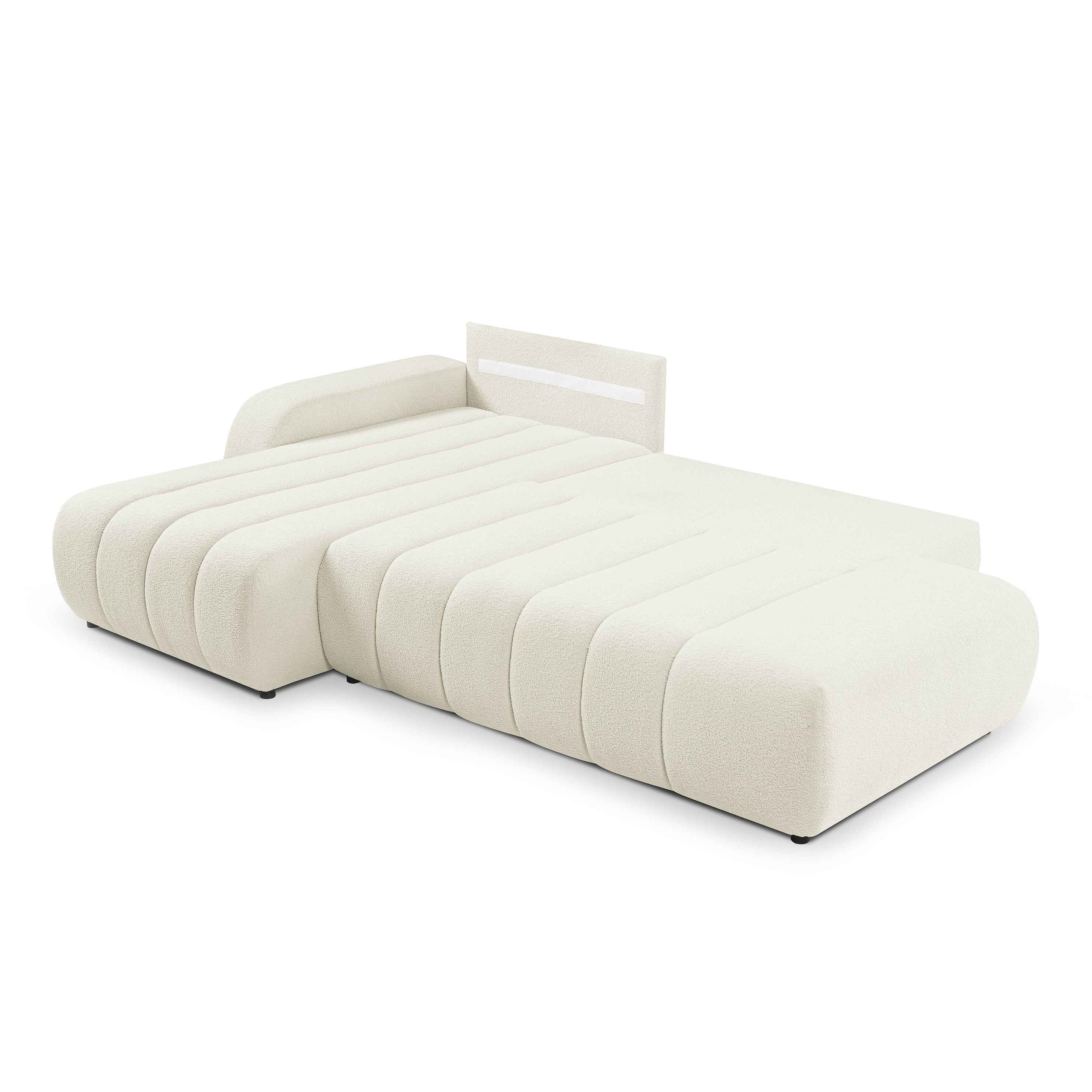 Narożnik z funkcją spania DL 276 cm w stylu nowoczesnym – tkanina Lambi, dekoracyjne przeszycia, pojemnik | BALOA