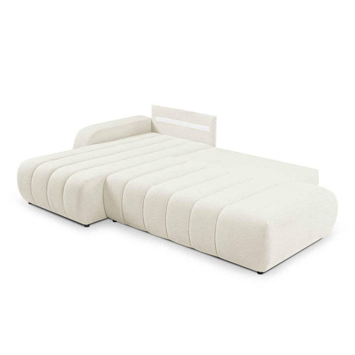 Narożnik z funkcją spania DL 276 cm w stylu nowoczesnym – tkanina Lambi, dekoracyjne przeszycia, pojemnik | BALOA