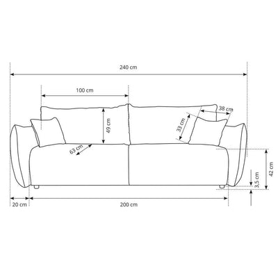Sofa 3-osobowa z funkcją spania 145x200 z pojemnikiem w stylu nowoczesnym | ALLORO