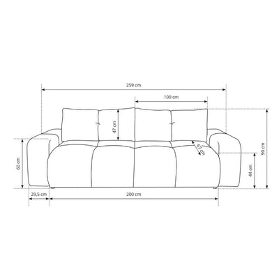 Sofa 3-osobowa z funkcją spania 149x200 z pojemnikiem w stylu nowoczesnym | SOSO